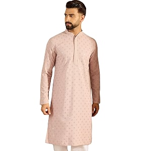 Mens Solid Embroidered Long Straight Kurta