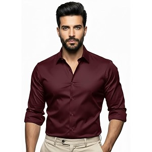 Mens Solid Satin Full Sleeve Soft Finish