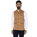 Men39s Solid Tan Suede Bandhgala Ethnic Nehru