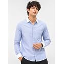 Men39s Striped Casual Shirt White Collar