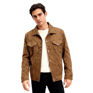 Mens Suede Faux Leather Casual Standard Length