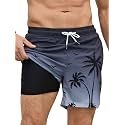 Men's Swim Trunks with Compression Liner 6 Inch Inseam Board Shorts