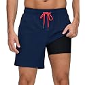 Men's Swim Trunks with Compression Liner 6 Inch Inseam Board Shorts