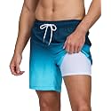 Men's Swim Trunks with Compression Liner 6 Inch Inseam Board Shorts