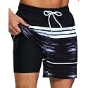 Men's Swim Trunks with Compression Liner 6 Inch Inseam Board Shorts