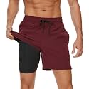 Men's Swim Trunks with Compression Liner 6 Inch Inseam Board Shorts