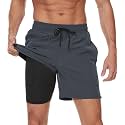 Men's Swim Trunks with Compression Liner 6 Inch Inseam Board Shorts