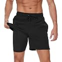 Men's Swim Trunks with Compression Liner 6 Inch Inseam Board Shorts
