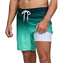 Men's Swim Trunks with Compression Liner 6 Inch Inseam Board Shorts