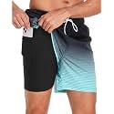 Men's Swim Trunks with Compression Liner 6 Inch Inseam Board Shorts