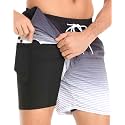 Men's Swim Trunks with Compression Liner 6 Inch Inseam Board Shorts
