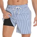Men's Swim Trunks with Compression Liner 6 Inch Inseam Board Shorts