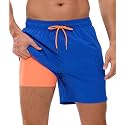 Men's Swim Trunks with Compression Liner 6 Inch Inseam Board Shorts