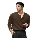 Men39s Textured Fabric Solid Color Basic Half-Open