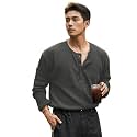 Men39s Textured Fabric Solid Color Basic Half-Open
