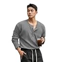 Men39s Textured Fabric Solid Color Basic Half-Open