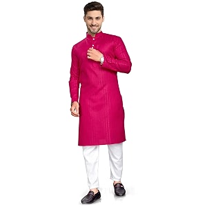 Mens Textured Lining Ethnic Kurta Pajama Set