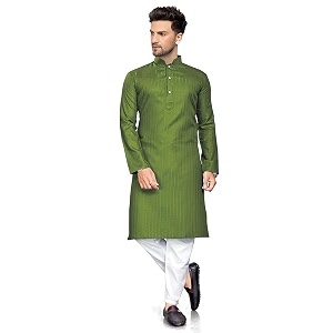 Mens Textured Lining Ethnic Kurta Pajama Set