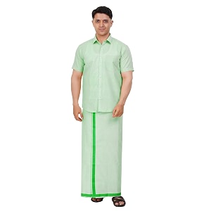 Mens Traditional Indian Shirt and Dhoti Set