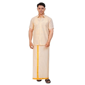 Mens Traditional Indian Shirt and Dhoti Set