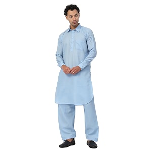 Mens Traditional Pathani Kurta Salwar Set Red