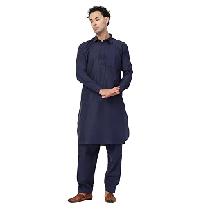 Mens Traditional Pathani Kurta Salwar Set Red