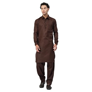 Mens Traditional Pathani Kurta Salwar Set Red