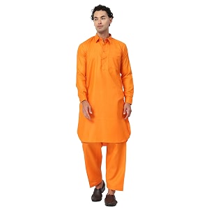 Mens Traditional Pathani Kurta Salwar Set Red