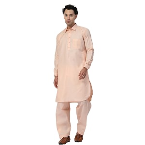 Mens Traditional Pathani Kurta Salwar Set Red