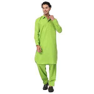 Mens Traditional Pathani Kurta Salwar Set Red