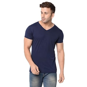 Mens V Neck Half Sleeve Cotton Blend