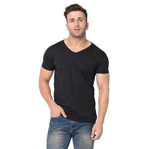 Mens V Neck Half Sleeve Cotton Blend