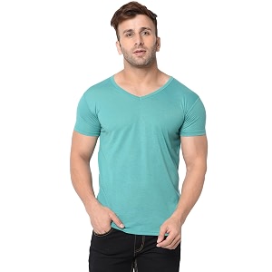 Mens V Neck Half Sleeve Cotton Blend
