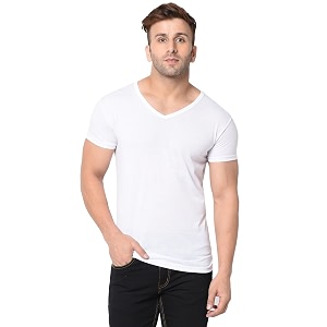 Mens V Neck Half Sleeve Cotton Blend