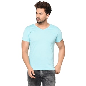 Mens V Neck Half Sleeve Cotton Blend