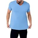 Men's V-Neck T-Shirt Fitted Short Sleeve Soft Cotton Vneck Tees S-2XL