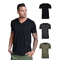 Men's V-Neck T-Shirt Fitted Short Sleeve Soft Cotton Vneck Tees S-2XL