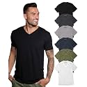 Men's V-Neck T-Shirt Fitted Short Sleeve Soft Cotton Vneck Tees S-2XL