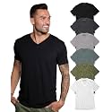 Men's V-Neck T-Shirt Fitted Short Sleeve Soft Cotton Vneck Tees S-2XL