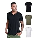 Men's V-Neck T-Shirt Fitted Short Sleeve Soft Cotton Vneck Tees S-2XL