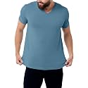 Men's V-Neck T-Shirt Fitted Short Sleeve Soft Cotton Vneck Tees S-2XL