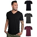 Men's V-Neck T-Shirt Fitted Short Sleeve Soft Cotton Vneck Tees S-2XL