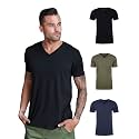 Men's V-Neck T-Shirt Fitted Short Sleeve Soft Cotton Vneck Tees S-2XL