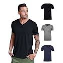 Men's V-Neck T-Shirt Fitted Short Sleeve Soft Cotton Vneck Tees S-2XL