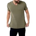 Men's V-Neck T-Shirt Fitted Short Sleeve Soft Cotton Vneck Tees S-2XL