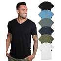 Men's V-Neck T-Shirt Fitted Short Sleeve Soft Cotton Vneck Tees S-2XL
