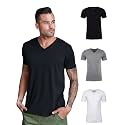 Men's V-Neck T-Shirt Fitted Short Sleeve Soft Cotton Vneck Tees S-2XL
