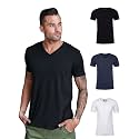 Men's V-Neck T-Shirt Fitted Short Sleeve Soft Cotton Vneck Tees S-2XL