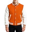 Men's Varsity Jacket Faux Leather Sleeve Wool Blend Letterman Jacket - High School Baseball Bomber Jackets for Men