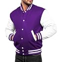 Men's Varsity Jacket Faux Leather Sleeve Wool Blend Letterman Jacket - High School Baseball Bomber Jackets for Men